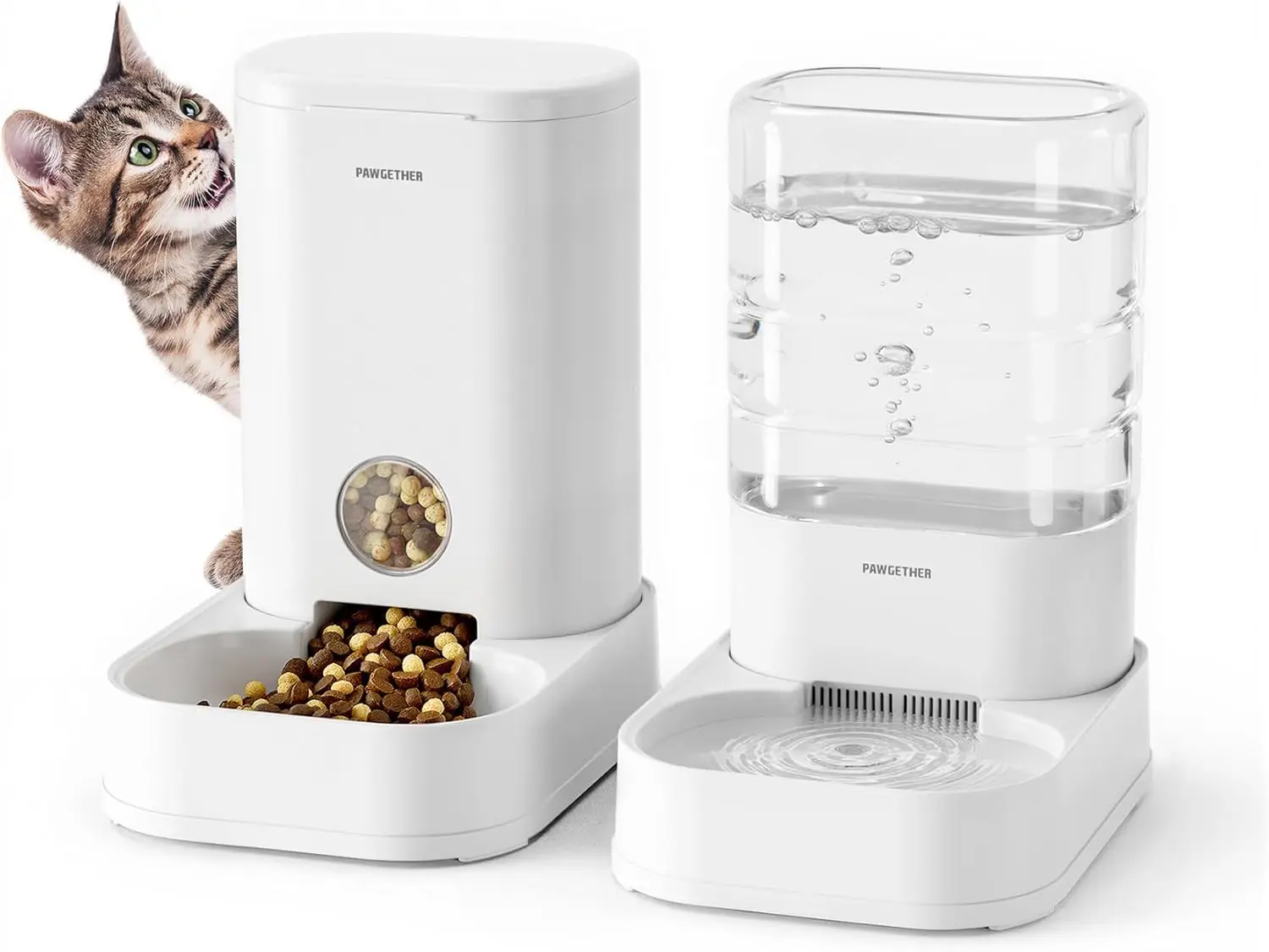 

2 Pack Automatic Gravity Cat Feeder and Water Dispenser, 1 Gallon Pet Food and Waterer for Dogs Cats Rabbits