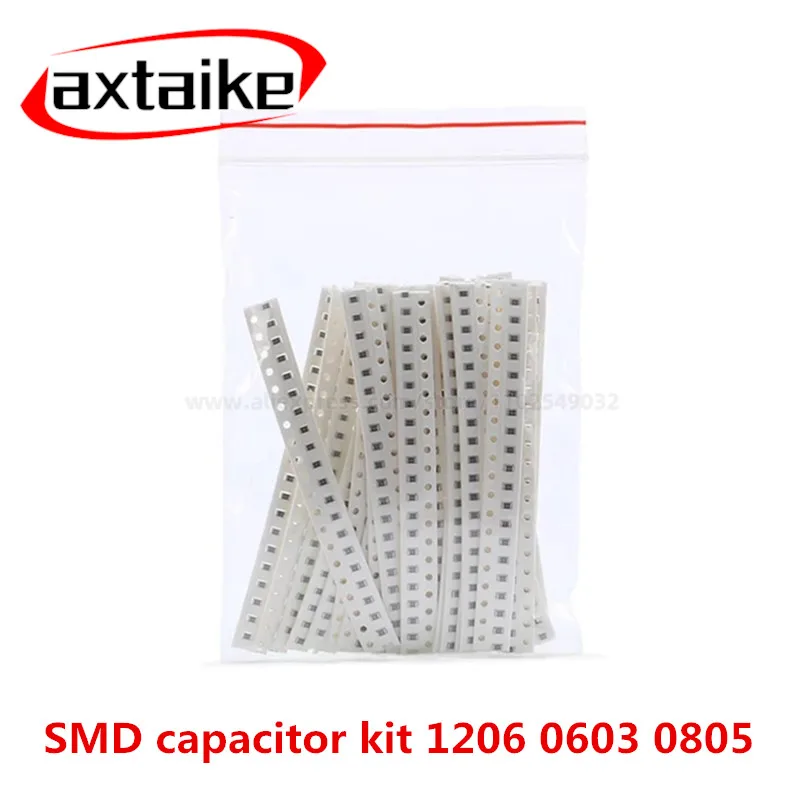 320PCS 1PF - 10UF Capacitance Set 100NF 0.1UF 1UF 2.2UF 4.7UF Capacitor Assorted Kit 16/36/50Values 720PCS 0603 0805 1206 SMD