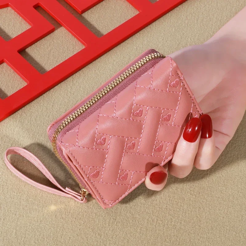 Portamonete Love ricamato alla moda da uomo 1 pezzo, porta carte a tre ante, portafoglio con slot multipli per carte