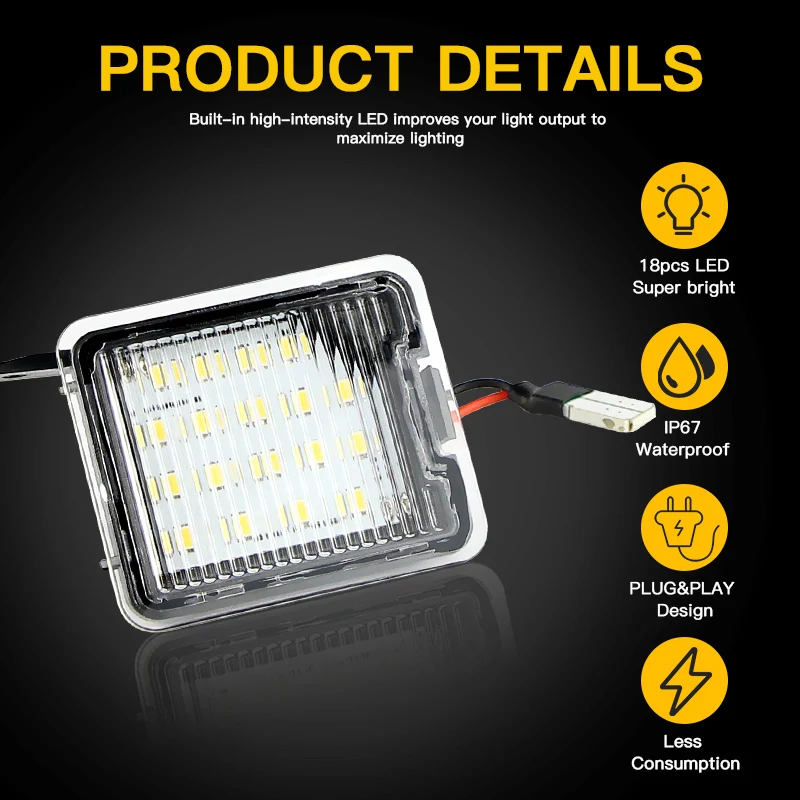 LED Side Mirror Puddle Lights Canbus For Ford C-Max Focus 10-20 Galaxy 06-15 Kuga 08-20 Escape 13-20 Mondeo 07-20 S-Max 15-20 view 4