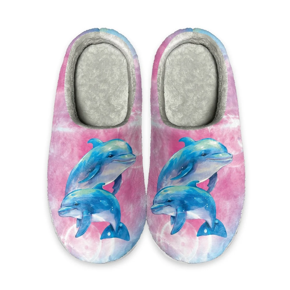 Fashion Dolphin Design Simple Home Cotton Slipper Women Travel Comfort Slipper Winter Indoor Non-slip Slippers Print On Demand