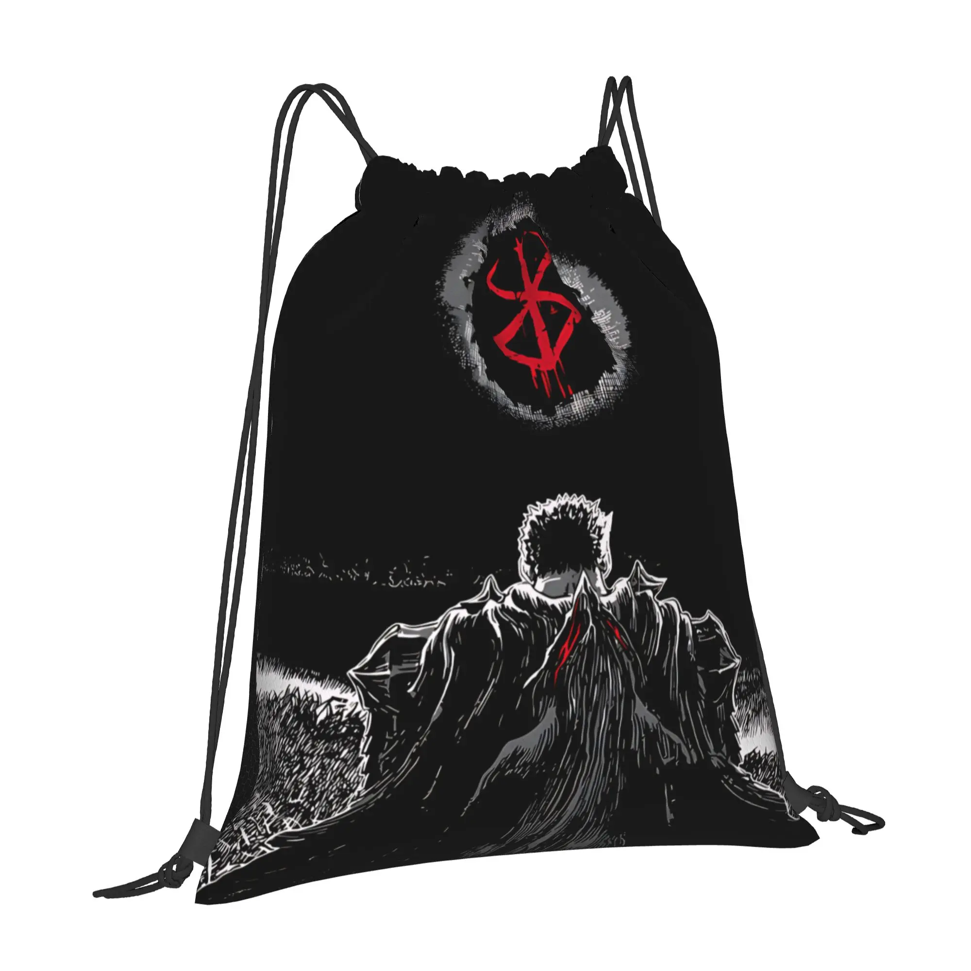 1 pc Black Swordsman Anime Fans Berserk Drawstring Bags Hiking Storage Backpack School Shoe Bag