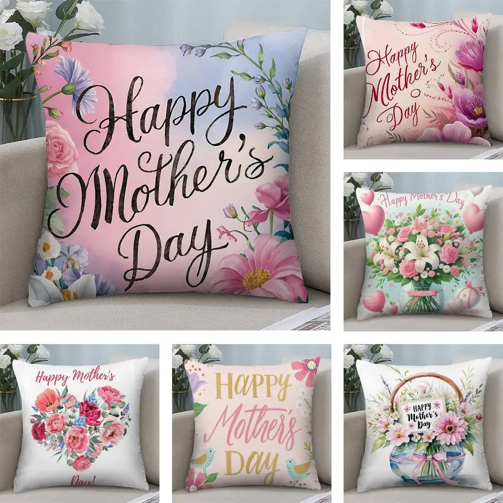 

Mothers Day Pillow Case Plush Fabric Soft Pillowcase Double Sided Print Cushion Cover Household Gifts