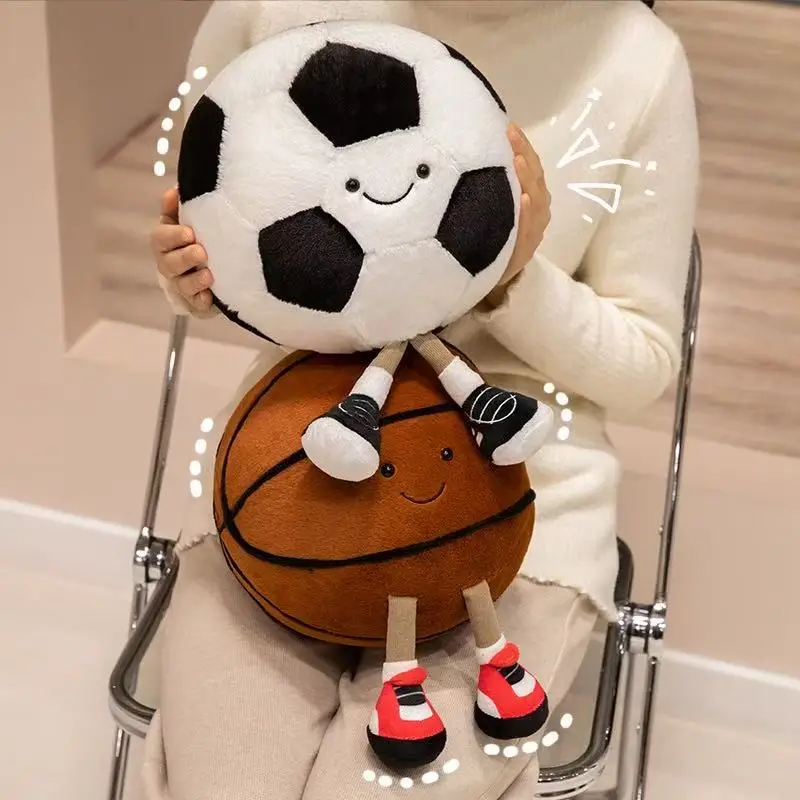 18/25cm simulation new football and basketball plush toy filled with cartoon anime cute gift for children's birthday fun doll