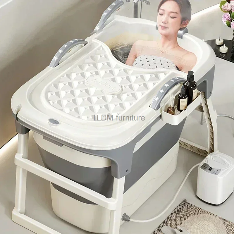 

Modern Plastic Bathtub for Bathroom Simple Thickened Portable Folding Bathtub Sitting Bath Steaming Household Portable Bathtubs