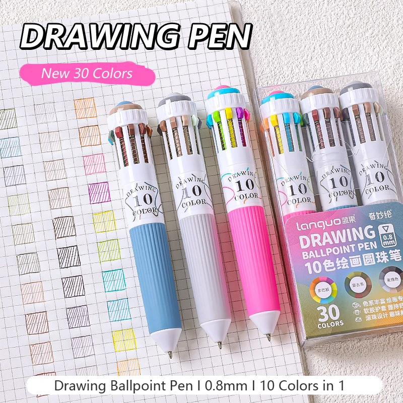 3/6 Pcs/Box Creative 10-in-1 Colored Drawing Ballpoint Pen Set 88 Colors Hand Account Drawing Pen for Painting & Study Marking