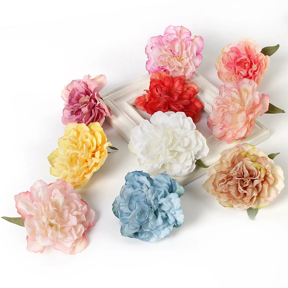 Peônias De Seda Artificial para o pano de fundo do casamento, Flores falsificadas, Peony Flower Wall, Decorações De Bolo De Aniversário, 5PCs