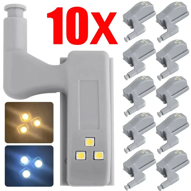 10/1pcs Universal Inner Hinge Lamp Cupboard LED Under Cabinet Light Closet Wardrobe Sensor Light Home Kitchen Night Lights