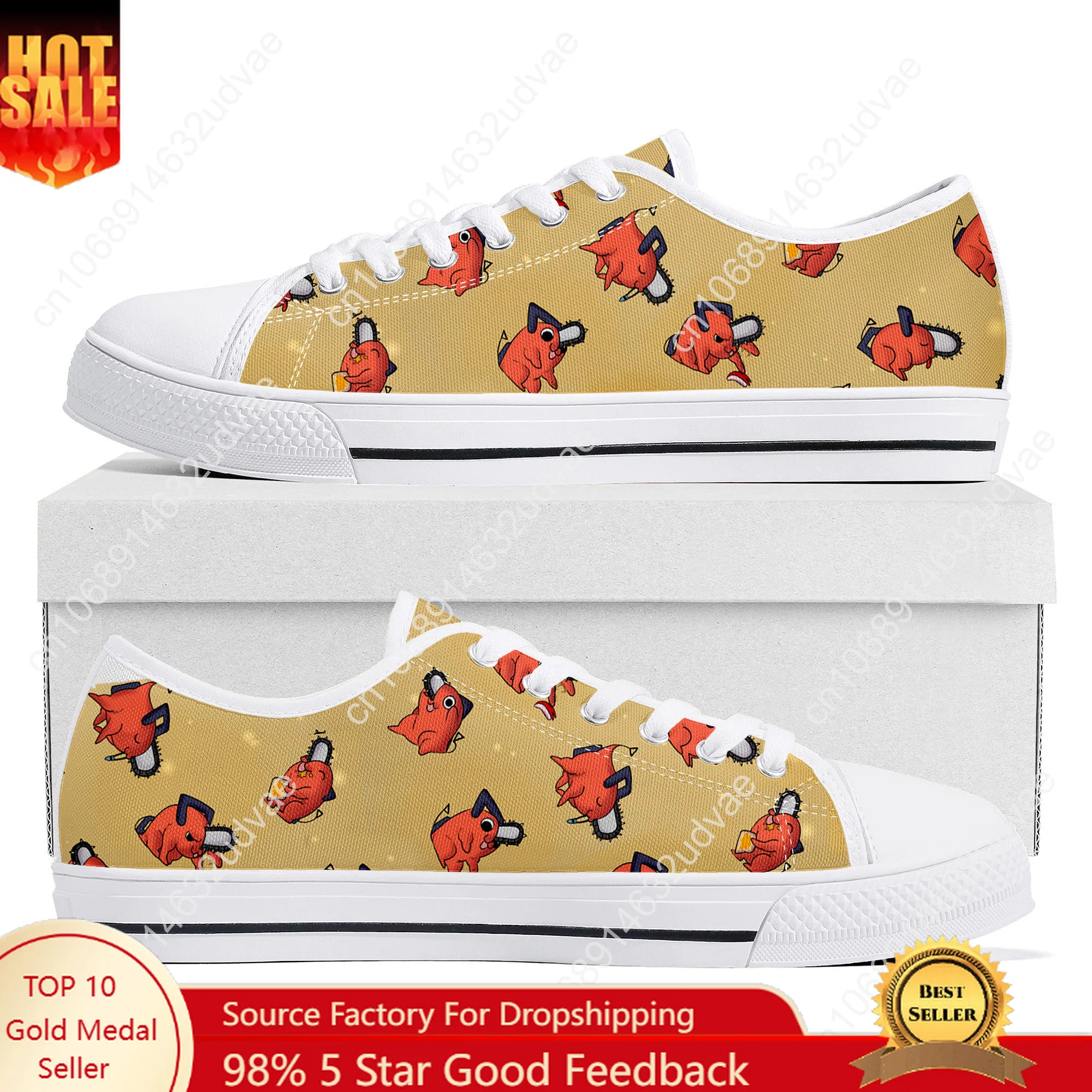 

C-Chainsaw Man Sneakers Low Top Shoes Men Women Teenager Canvas High Quality Sneaker Custom Made Shoes Customize Shoe White