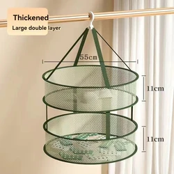 1/2 Layer Clothes Drying Basket With Hanging Hook Fine Mesh Household Towels Socks Sweater Underwear Mesh Drying Rack For Home