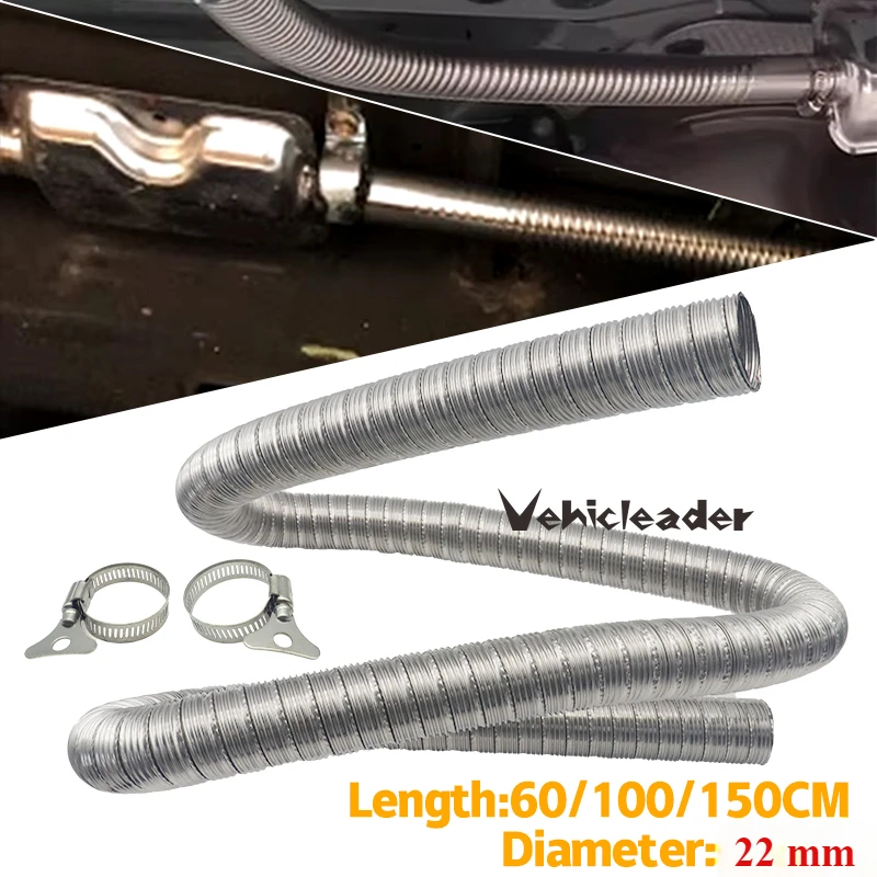 

60-300cm 22mm Double Layer Exhaust Pipe Air Diesel Parking Heater Stainless Steel Tube Gas Vent Hose For Car Caravan Camper