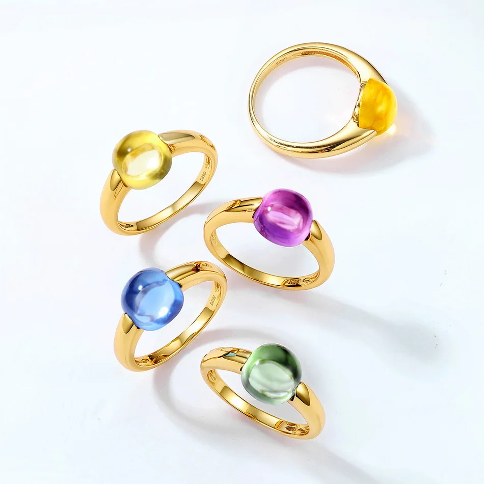 

ALLNOEL 9*9mm 925 Sterling Silver Rings for Women Synthetic Colorful Crystal Classic Style Gold Plated Jewelry Free Shipping