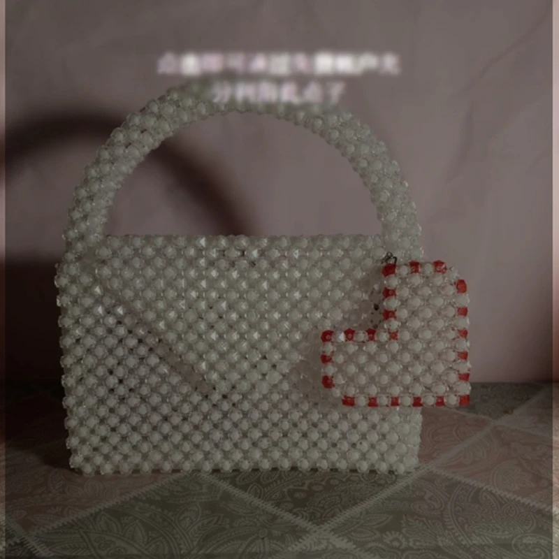 

Ins дизайн мини-подвеска в форме сердца универсальная женская маленькая квадратная сумка с акриловыми бусинами сумки для женщин настраиваемая цветная сумка