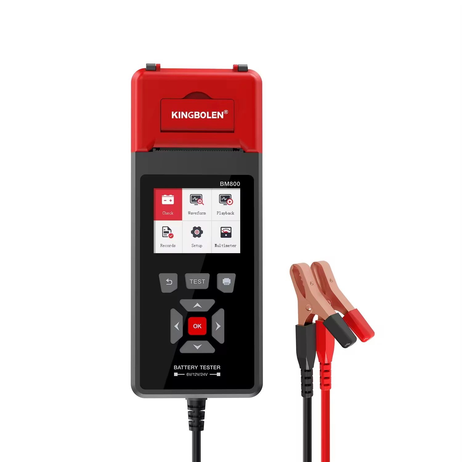 

Car Battery Tester Print Function 6V 12V 24V Load Testing Charging Diagnostic Tool English Support LCD Display Universal Fit