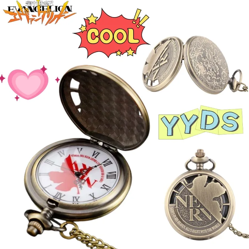 Collar Único de Neon Genesis Evangelion, Colgante Creativo de Dibujos Animados, Reloj de Bolsillo con Números Romanos, Regalo Festivo para Amigos
