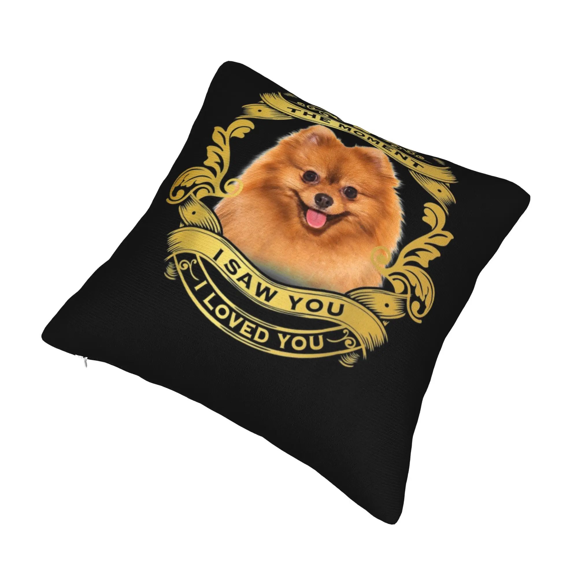 The Moment I Saw You I Loved You Pomeranian Dog Cushion Cover 45x45cm Spitz Lover Velvet Cute Pillow Case for Car Sofa