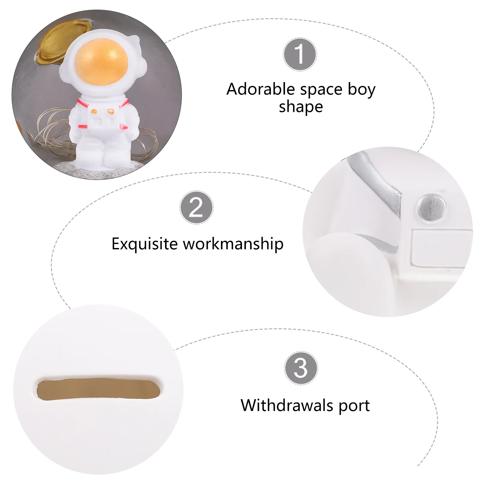 กระปุกออมสินเรซิ่นรูปนักบินอวกาศพร้อมไฟกลางคืน 1 ชิ้น ของตกแต่งห้องนอนน่ารัก กล่องเก็บเงินดีไซน์ไม่ซ้ำใคร