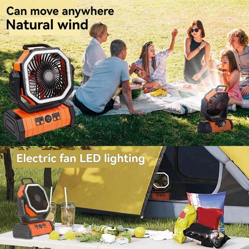 후크 및 밝은 LED 조명 원격 제어 타이머 자동 진동 무선 팬으로 충전식 ABGR-20000Mah 배터리 팬