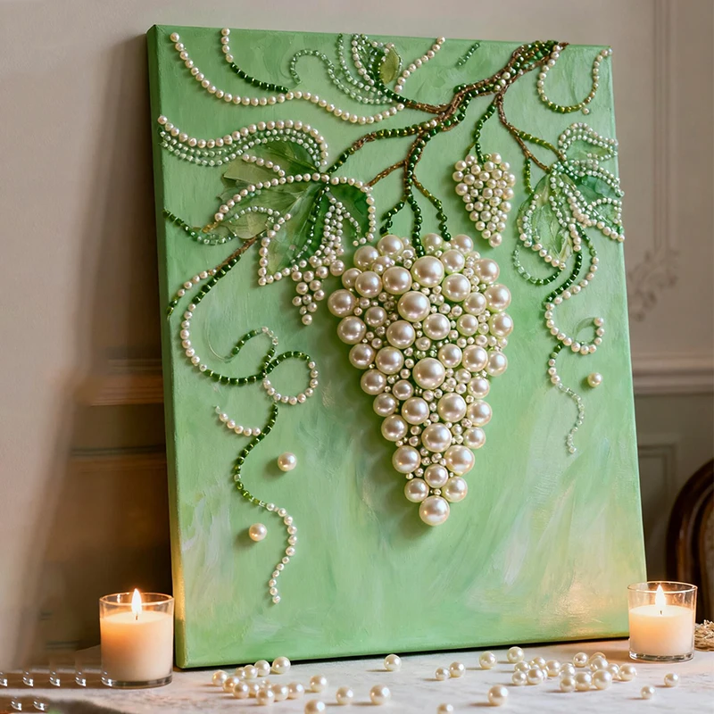 Grape plant imitation pearl decoration painting living room background wall dining room bedroom hanging painting TV cabinet stud