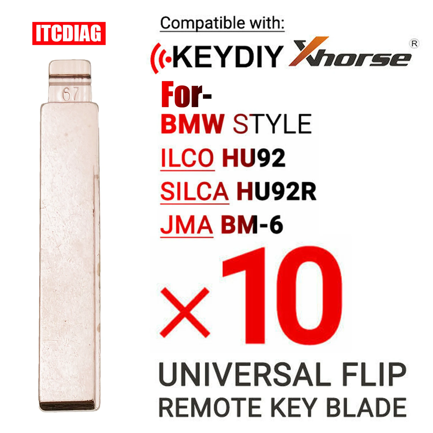 

10Pcs/Lot Uncut flip Metal key blade 67# HU92 for BMW for KD keydiy xhorse VVDI remotes universal No.67