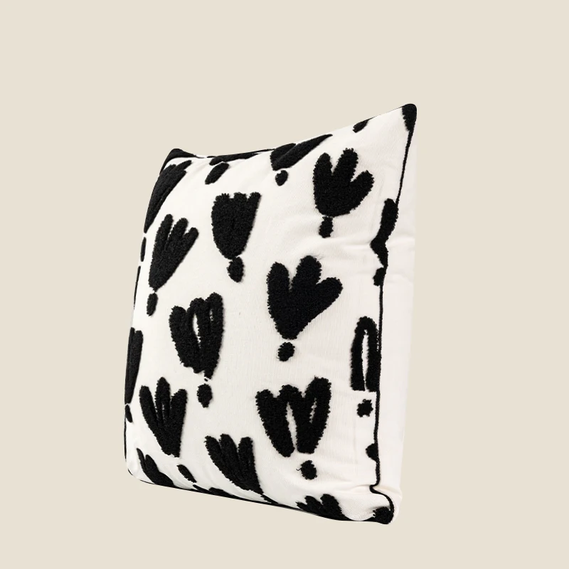 Nordic ins style embroidered ball ball pillow white living room sofa simple cushion removable and washable
