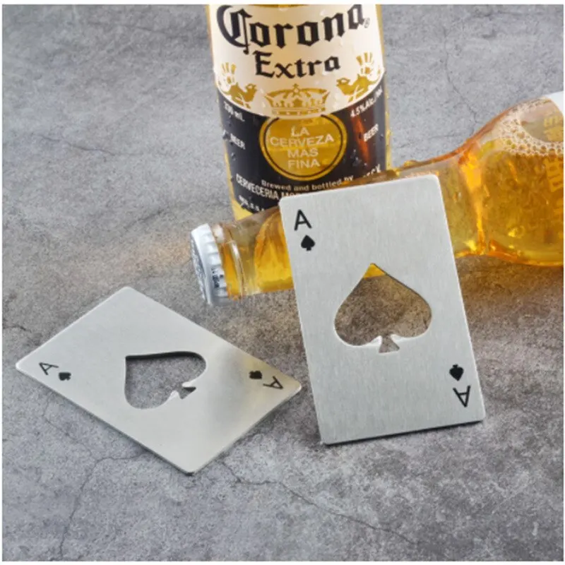 Ace of Spades Credit Card Size Bottle Opener Creative Playing Card Shaped Portable Stainless Steel Bottle Opener