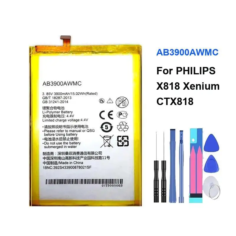 Replaceable Mobile Phone Battery AB3900AWMC For Philips Xenium X818 CTX818 3900Mah Reliable Power