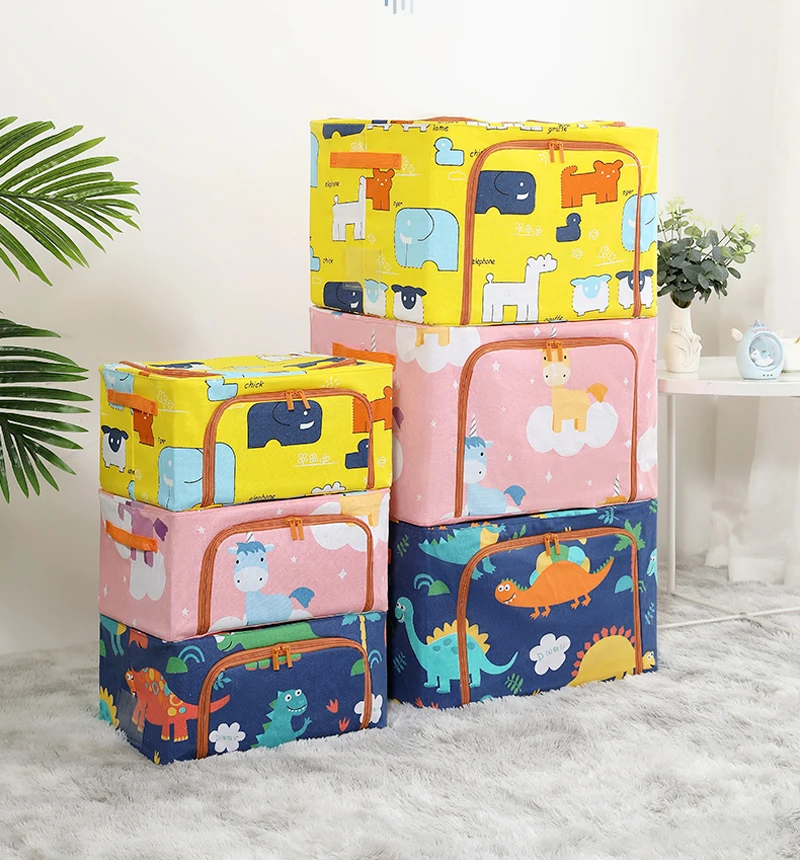 

Cute Cartoon Large Capacity Foldable Transparent Household Goods Storage Bag Clothing Shoes Dustproof Non-woven Fabric Organizer