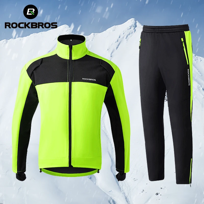 ROCKBROS Zimowy komplet kombinezonów rowerowych Ciepły polar Termiczny płaszcz wiatroszczelny Outdoor Sports Jacket Narciarstwo Kombinezon rowerowy Odzież sportowa