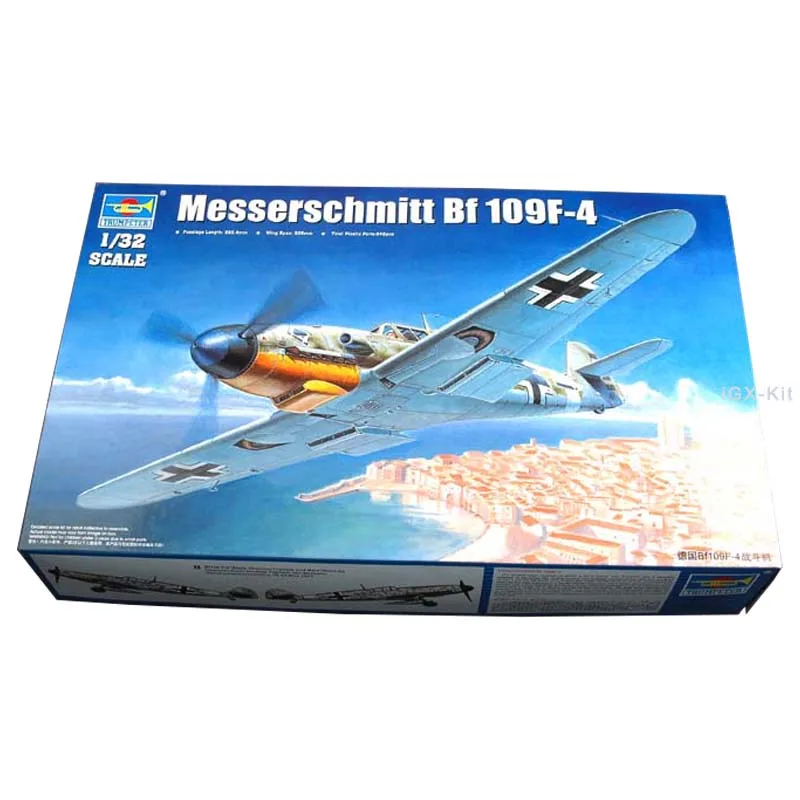 Trumpeter 02292 1/32 Messerschmitt BF109 F-4 Fighter Military Plane Plastic Plane Gift Assembly Model Toy Handcraft Building Kit