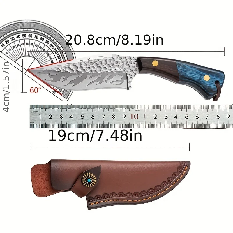 1 Stück Schmieden Camping Küchenmesser, scharfes Ausbein messer mit Scheide, Outdoor-Schneide messer des Holzgriffs zum Kochen