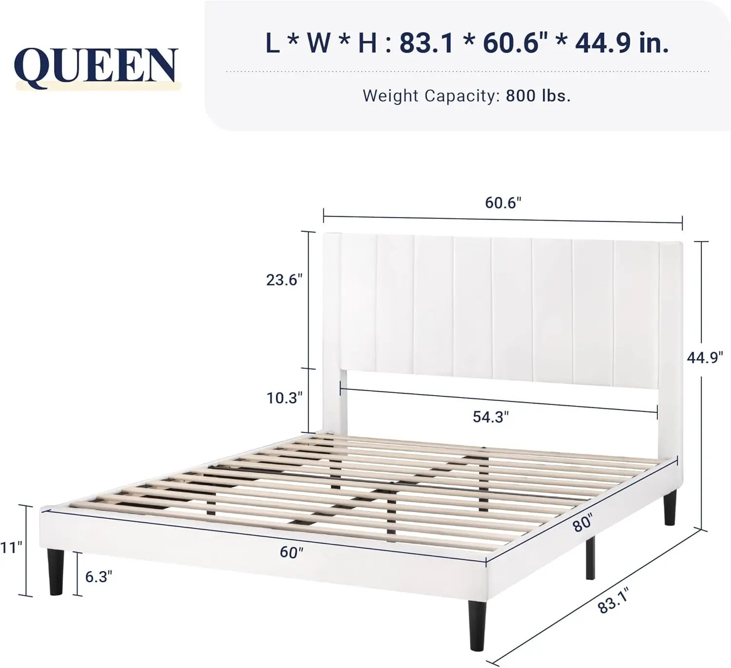 Queen Bed Frame/Velvet Upholstered Bed Frame with Vertical Channel Tufted Headboard/Strong Wooden Slats/Platform Bed