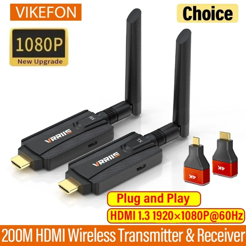 200M Wireless Transmission Video Transmitter and Receiver HDMI-Compatible Extender Adapter Cable Screen Mirror for Camera PC TV