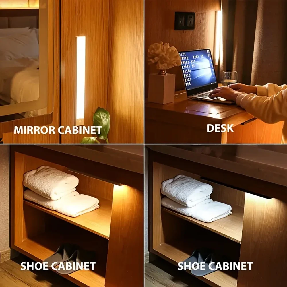 Motion Sensor Light Wireless LED Night Light Rechargeable Magnetic Cabinet Wardrobe Lamp Under Corridor Light