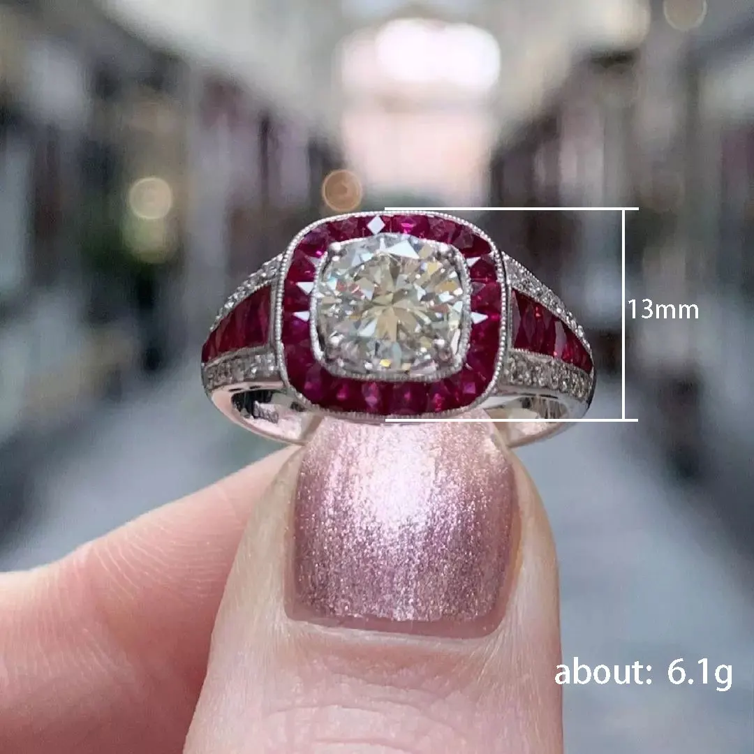 Huitan Vintage Red CZ Pierścionki dla kobiet Prosty i elegancki design Retro Party Wspaniałe pierścionki damskie Prezent rocznicowy Nowa biżuteria — zdjęcie 6