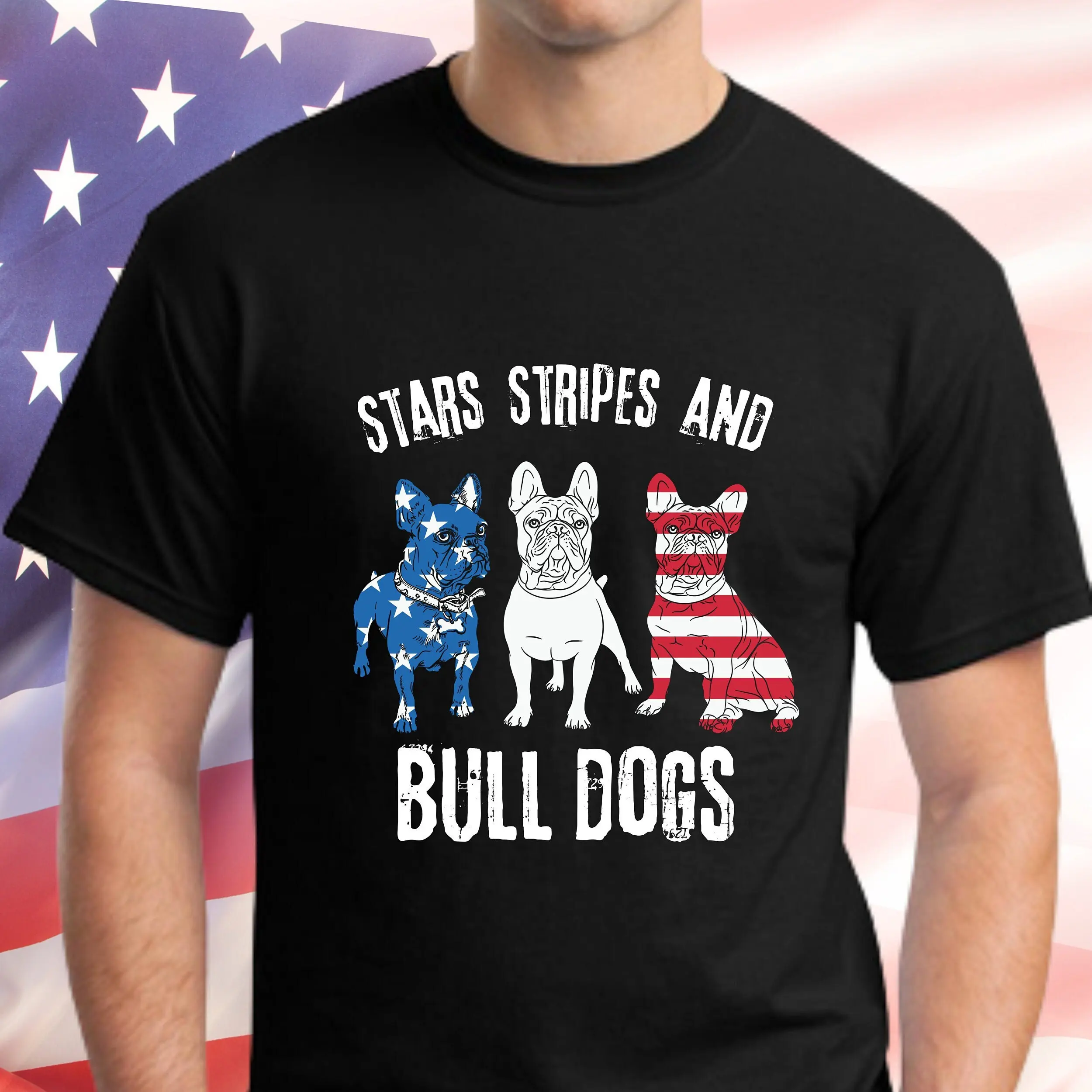 Comfort Colors Patriotic Bulldog T Shirt Stars Stripes And Bulldogs American Flag Dog Lover Bull Mom Top