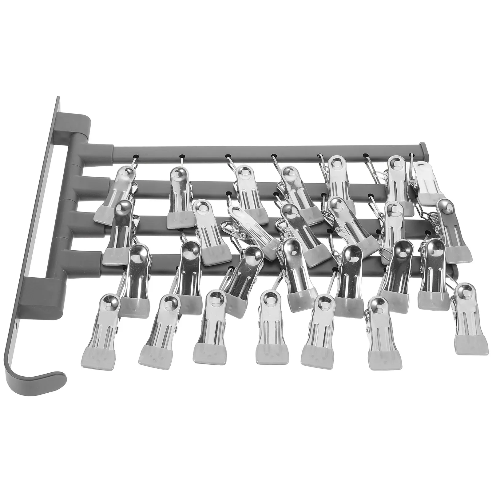 

Wall Mounted Drying Rack 28 Clip Folding Rotating Windproof Laundry Organizer for Socks Underwear Balcony Home