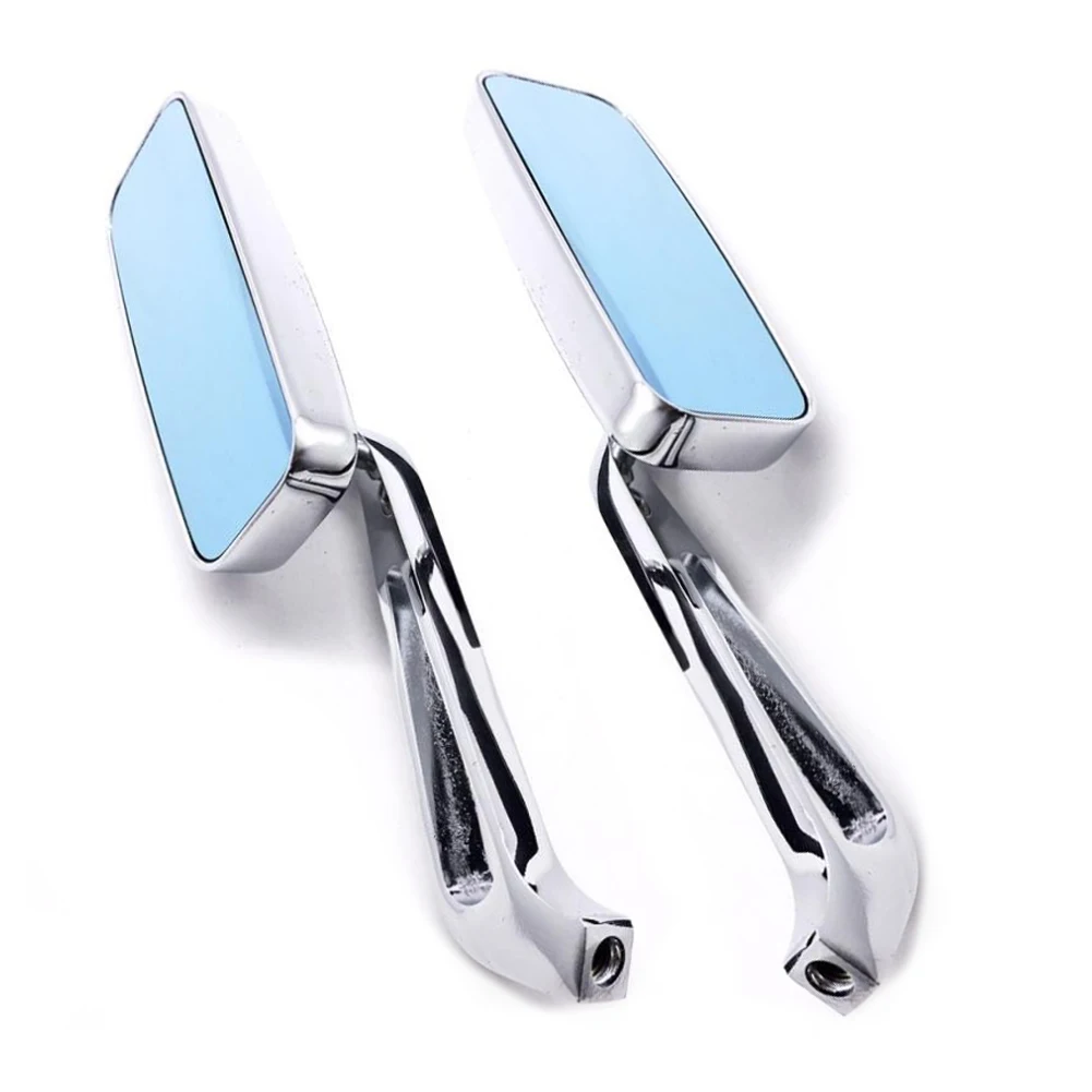 Chrome 8mm 10mm Motorcycle Rectangle Rearview Side Mirrors For Harley Cruiser Bobber Chopper Softail Dyna Breakout FXSB