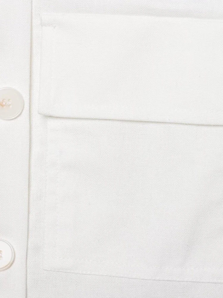 وصل حديثًا ملابس نسائية صيفية بجيوب رقعة بسيطة وطية صدر السترة بدون أكمام مع حزام شورت غير رسمي عالي الخصر #5