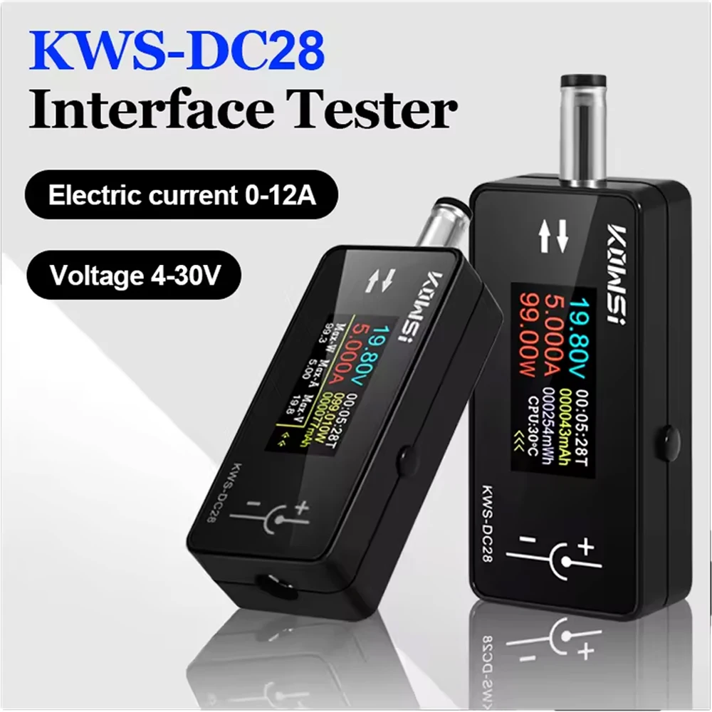 KWS-DC28 0.96 inch TFT HD Digital Display DC Voltage Ammeter Power Meter Cell Phone Charging Tester Detector Electrician Tool