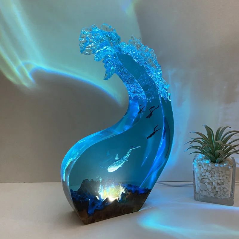 

Ocean Wave Whale Shark Ocean Series Solid Wood Resin Decorative Pieces Create An Atmosphere and Shine As A Festive Gift