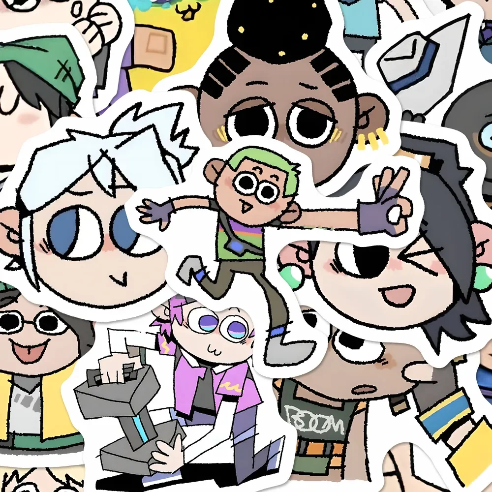 66 pegatinas de juego VALORANT versión Q personajes de dibujos animados expresiones divertidas portátil guitarra decoraciones DIY pegatinas impermeables