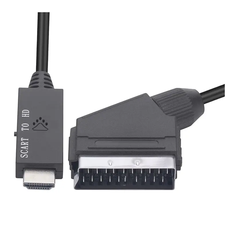 Superior Scart Male To HD Female 1080P -Compatible Converter For Enhanced Visuals On HDTV/DVD/PC, 1M
