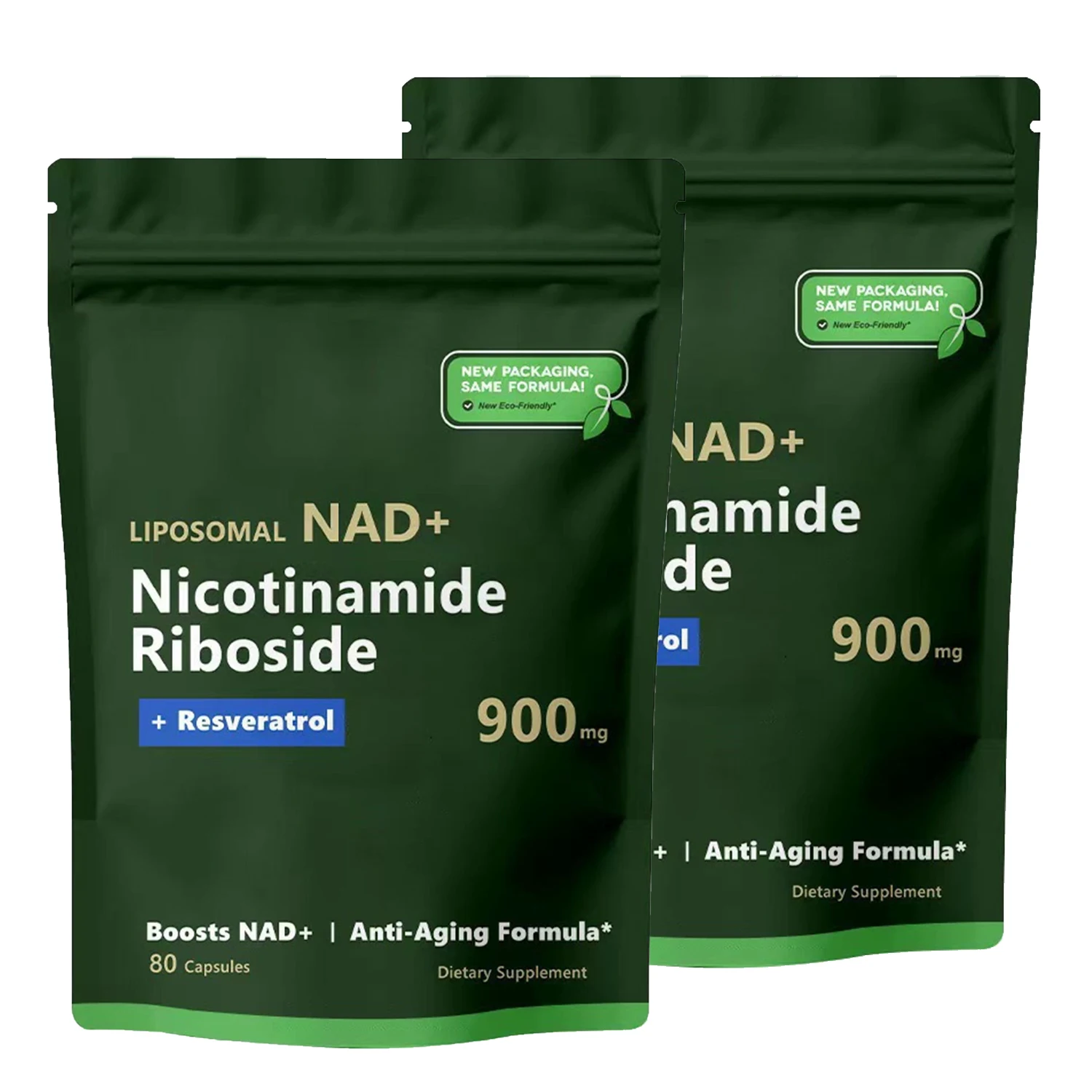 Liposomal NAD+ Nicotinamide Riboside Resveratrol 900mg Anti-Aging Formula 80 Capsules Dietary Supplement Eco-Friendly Packaging