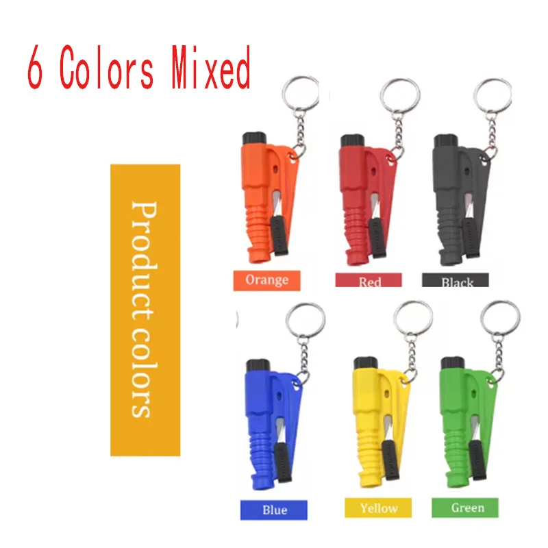 

6 шт. мини-брелок с молотком для побега автомобиля, спасательный молоток для побега, разбитое окно, аварийный выключатель стекла