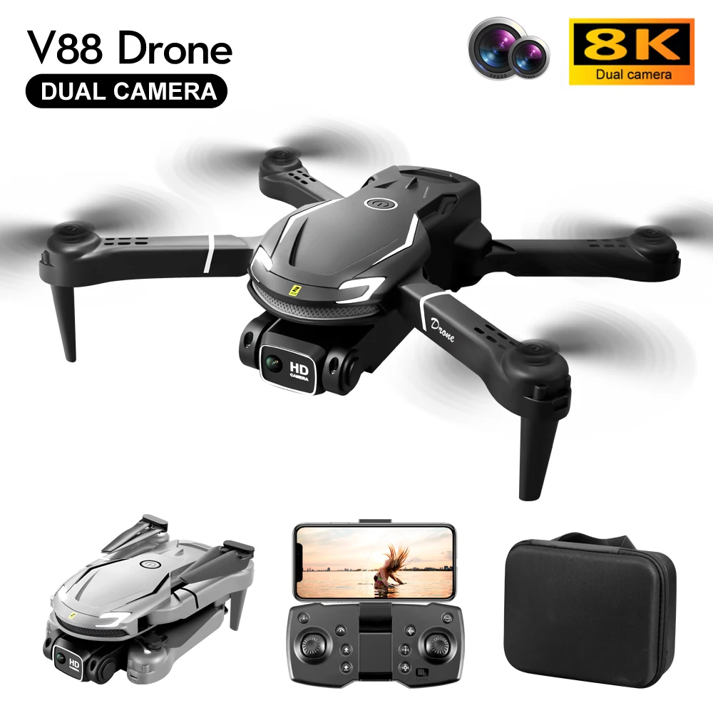 V88 Drone WIFI FPV Professional Aerial Dual-Camera RC Quadcopter Obstacle Avoidance Aerial Photography Helicopter Toy Gift