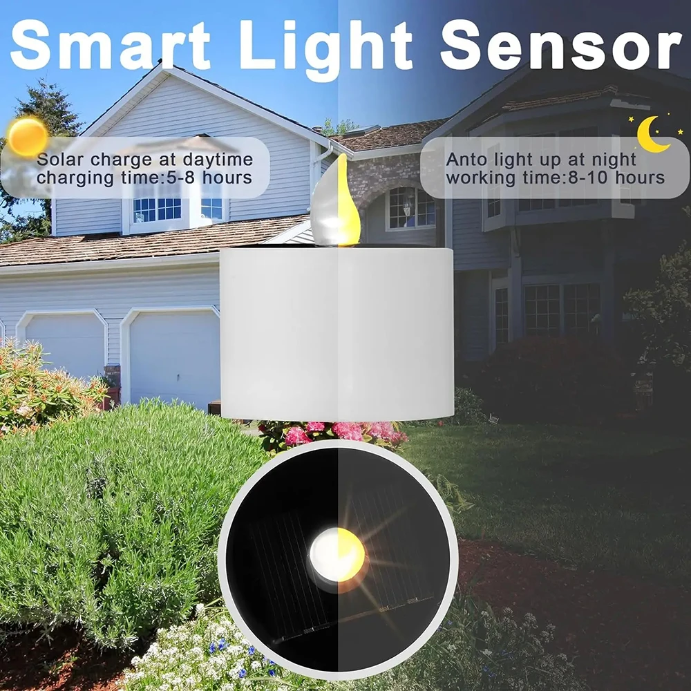 E5 6PCS Solar Tea Light LED Candles Outdoor Flameless Solar Tea Lights Rechargeable Candles for Party Garden Home Decor Lights