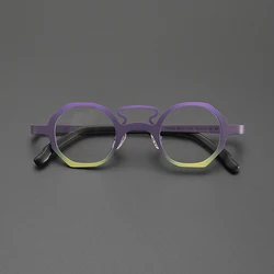 Niche literary trend glasses frame men's and women's ultralight titanium polygon personality retro fashion prescription glasses