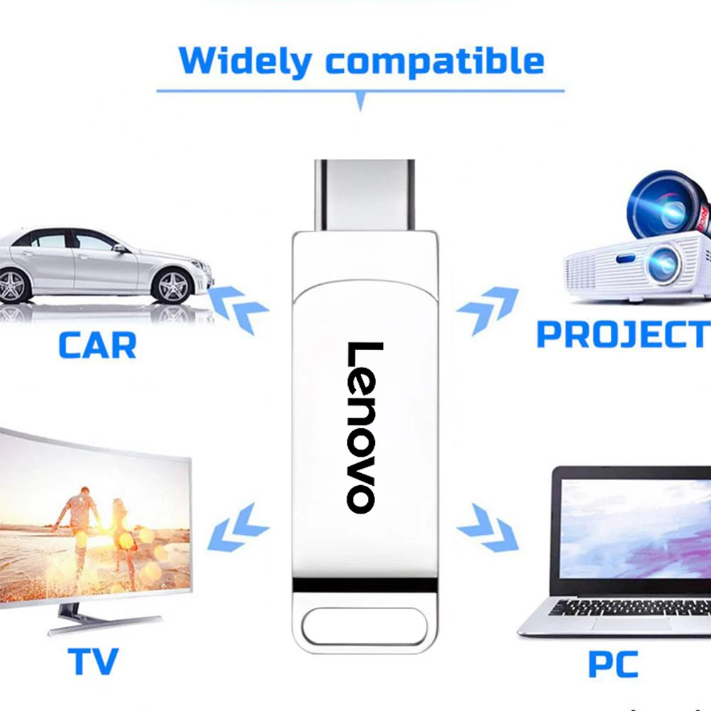 Lenovo 128TB USB asli, Flash Drive USB memori 2TB 1TB 16TB Tipe C kecepatan tinggi USB 3.0 tahan air