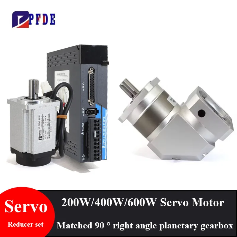 

200W/400W/600W 17 Bit Magnetic Encoder Servo Motor with Driver Matched 90 ° Right Angle Planetary Gearbox Kit for CNC Machine